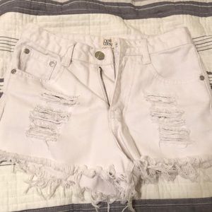 One way Denim high waisted white shorts size 8